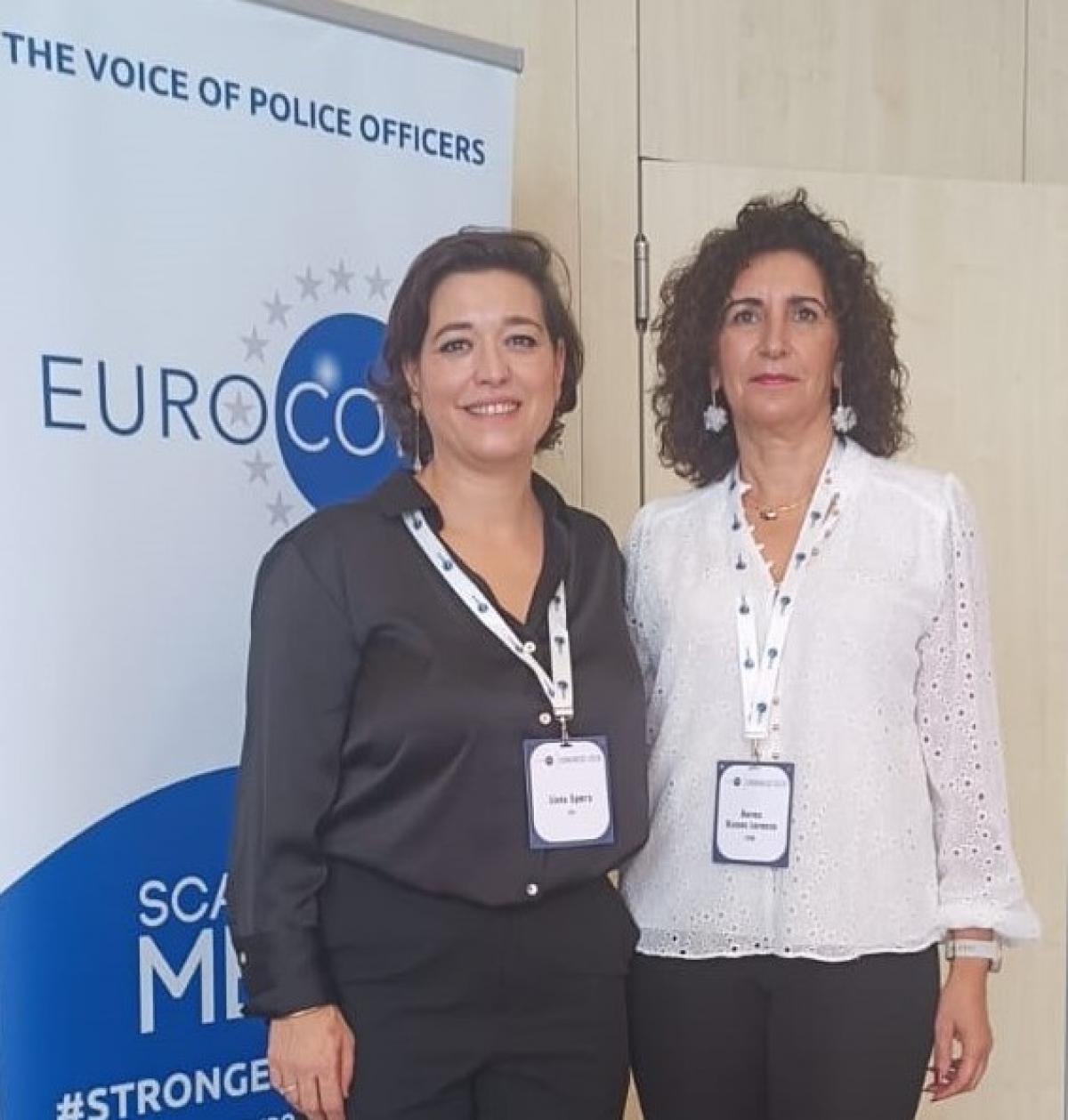 Livia Spera (presidenta de la Federacin Europea de Trabajadores y Trabajadoras de Transportes) y Aurea Ramos (secretaria federal de Poltica Internacional y responsable del Grupo de Seguridad Pblica de la FSC de CCOO).